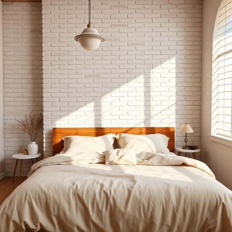 Quarto com parede de tijolinhos brancos